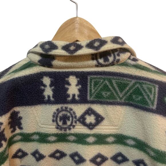 Vintage flannel shacket jacket warm shirt oversized with Aztec pattern. Sz M - Picture 3 of 7